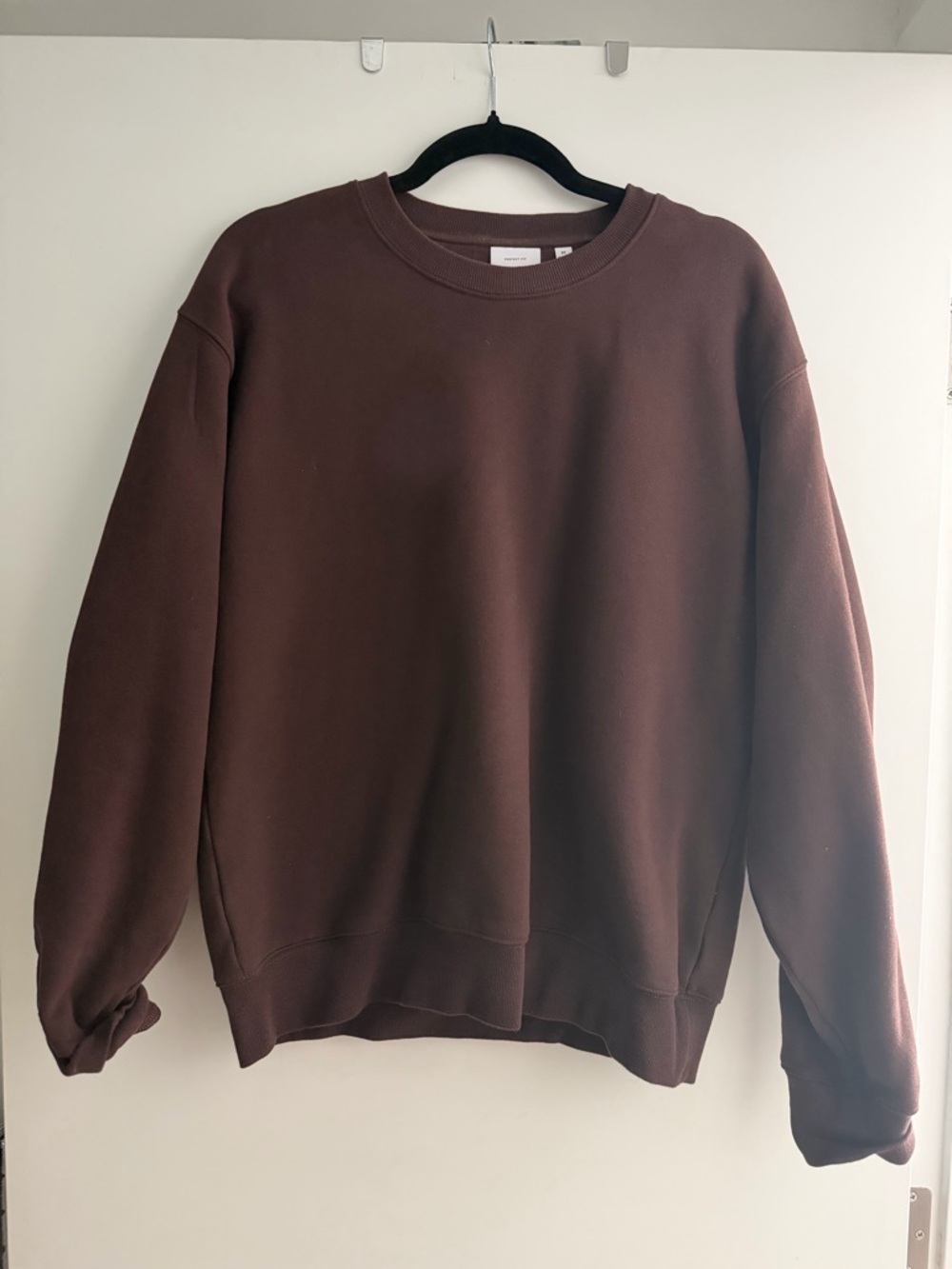 aritzia sweat fleece cozy fleece brown crew neck